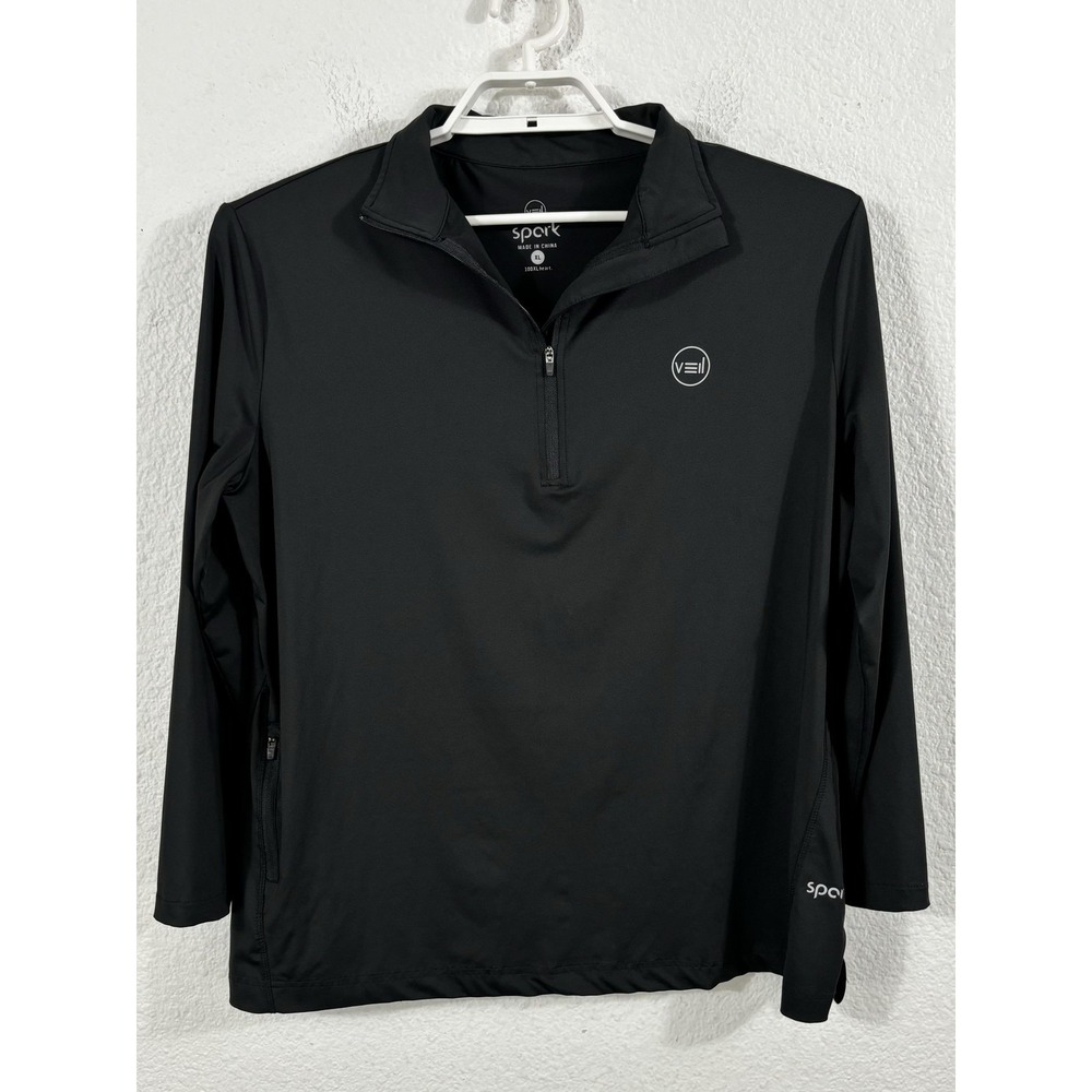 Veil Pullover Mens XL Black Spark Quarter Zip Performance Athletic Top Stretch